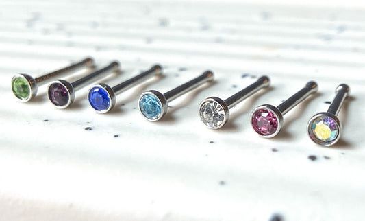 7pc Value Pack CZ Gem 20g Surgical Steel Nose Studs Bones Rings