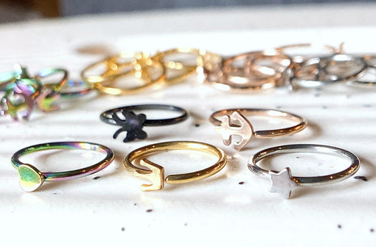 5pcs Nose Hoop Rook Daith Helix Tragus Rings - Anchor Crown Heart Star Butterfly