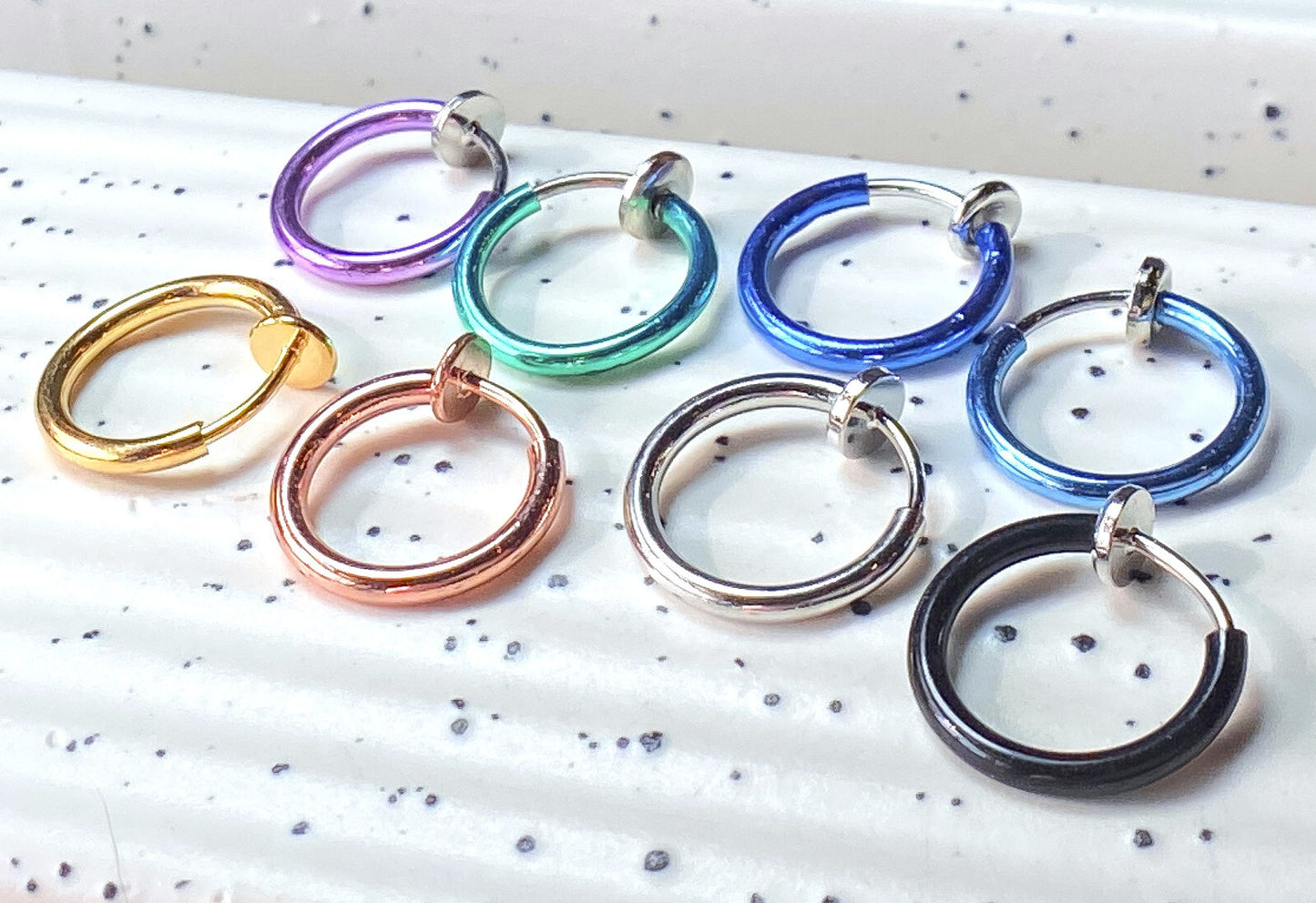1pc Spring Action Non-Piercing Fake Faux Septum Lip Cartilage Nose Tragus Hoop Ring