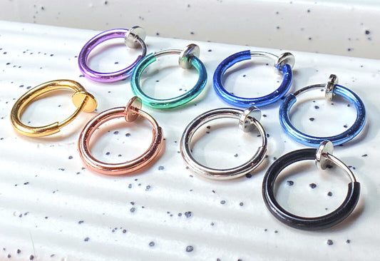 1pc Spring Action Non-Piercing Fake Faux Septum Lip Cartilage Nose Tragus Hoop Ring