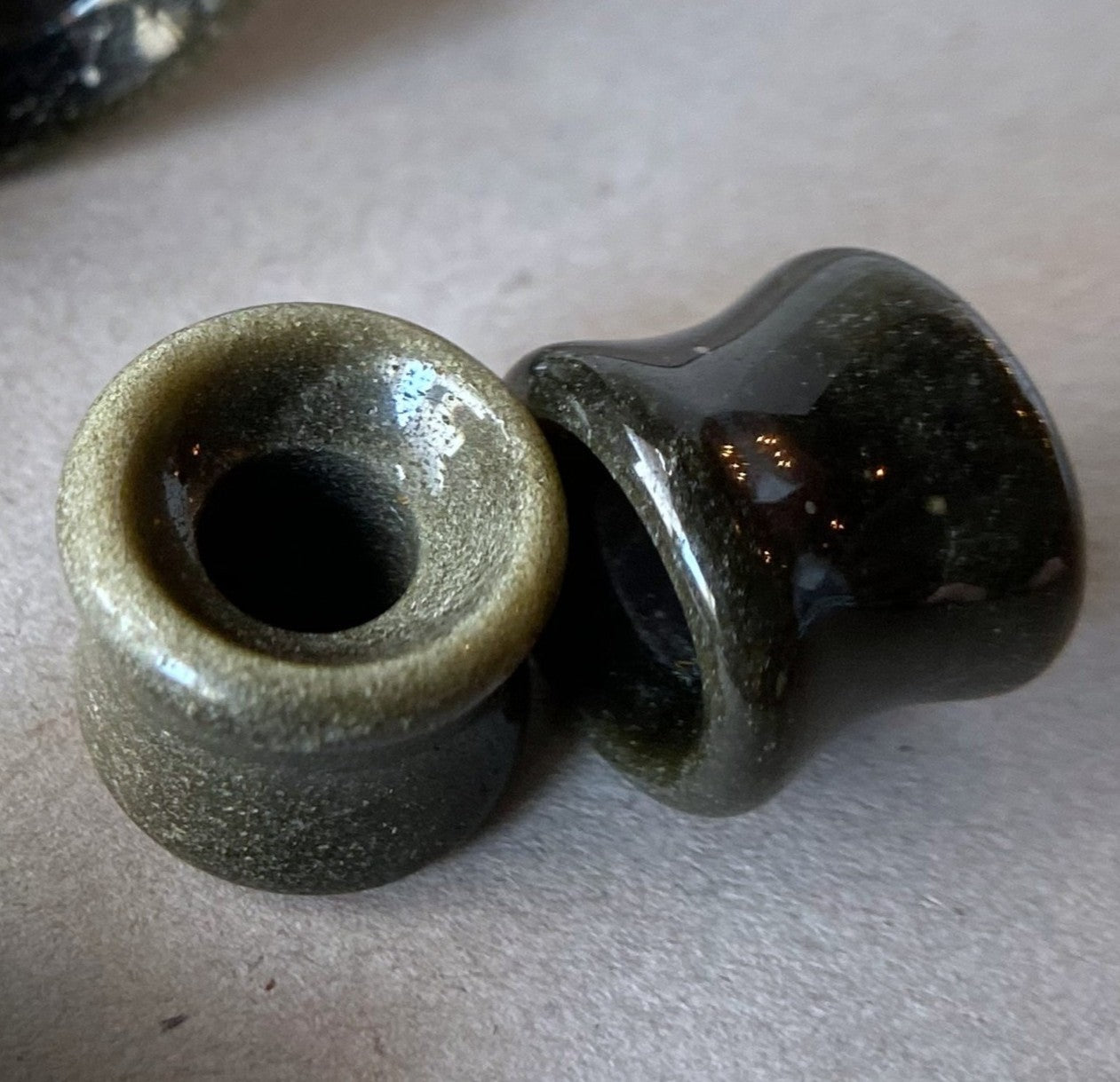 PAIR Golden Obsidian Natural Stone Double Flare Tunnels Plugs Organic Earlets Gauges