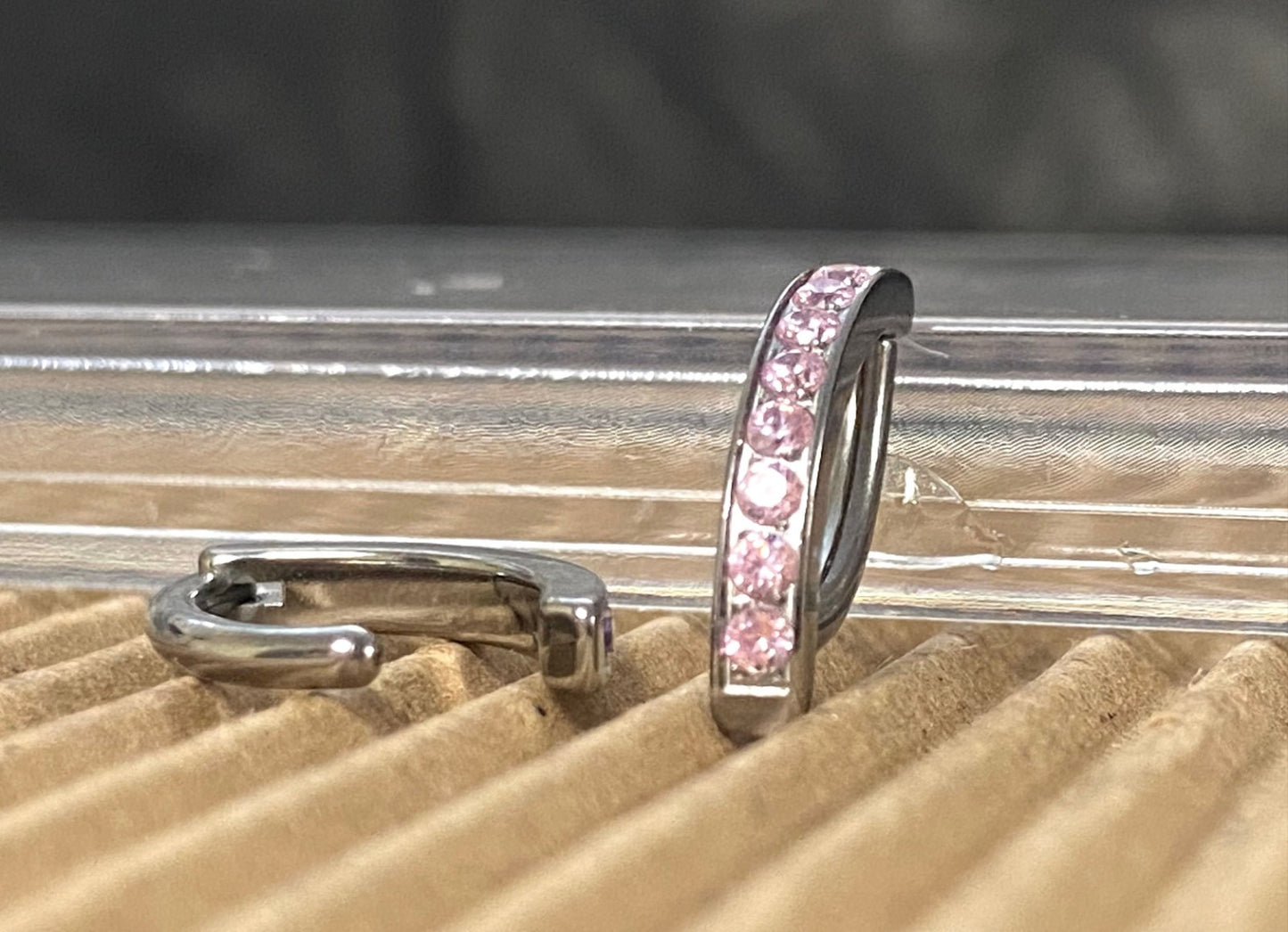 1pc Hinged Solid Titanium CNC Set Gem Hoop Clicker Belly Ring 14g Curved Barbell