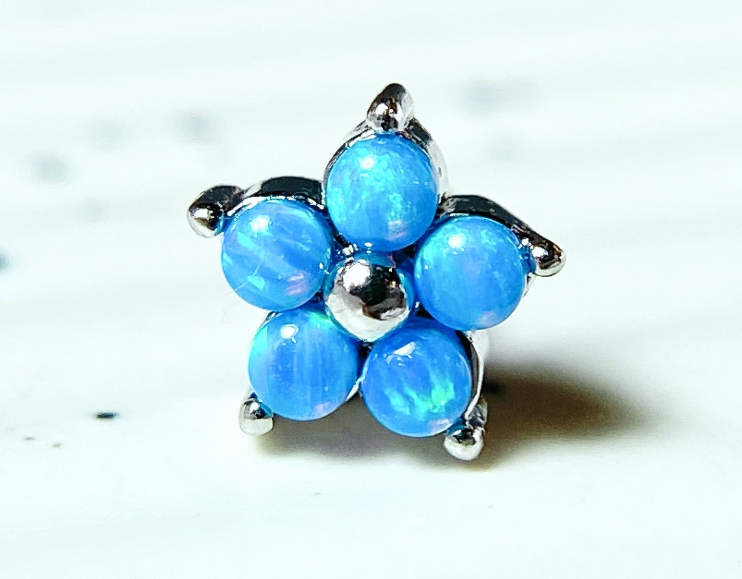 1pc Five Opal Petals Flower 20g Nose Ring Stud Bone 316L Surgical Steel