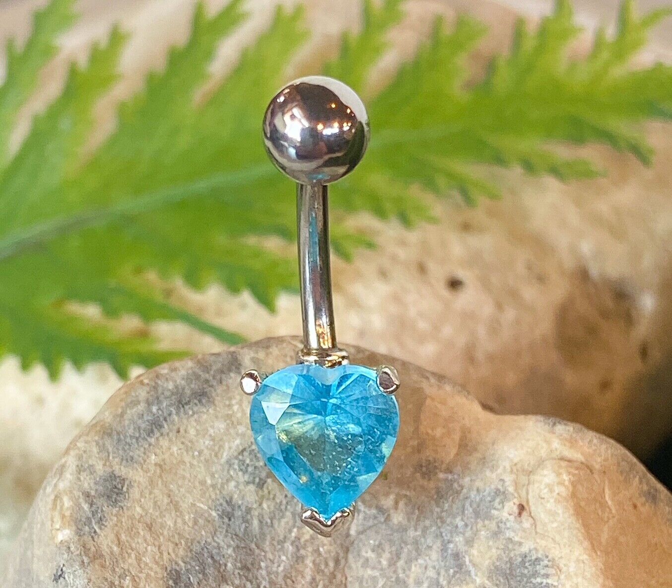 1pc Heart Solitaire Prong Set Gem Belly Ring Navel Naval