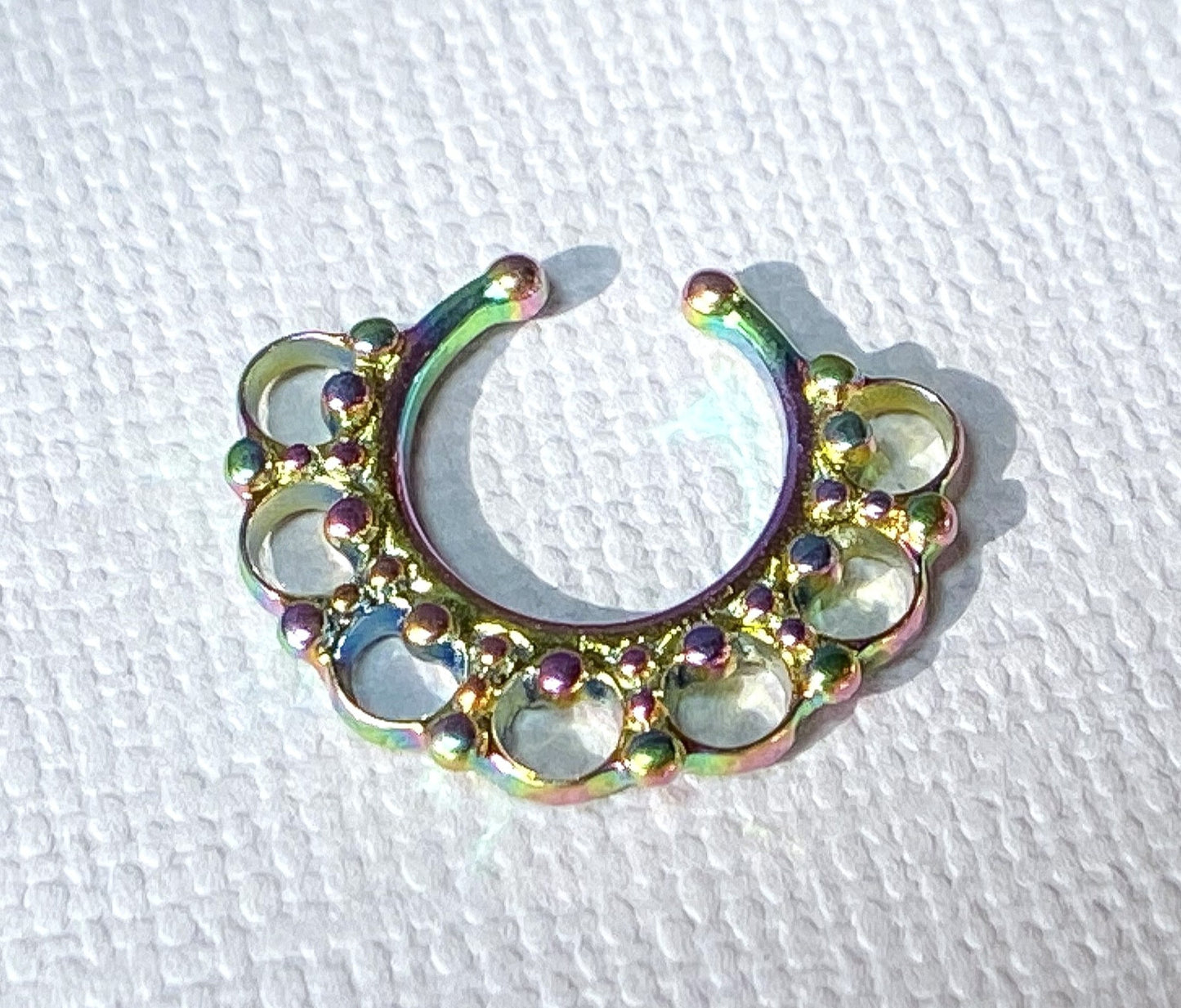 1pc 100% SURGICAL STEEL Non-Piercing Fake Septum Hanger Tribal Fan Clip-on
