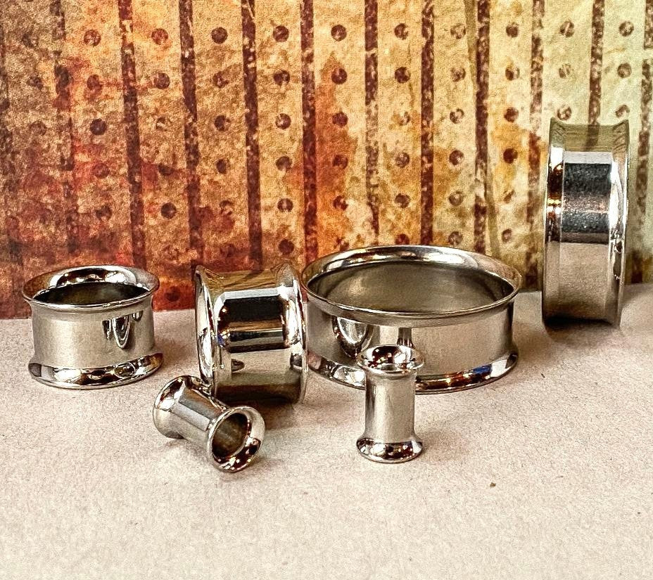 PAIR Solid Implant Grade Titanium Double Flare Tunnels Plugs Gauges Body Jewelry