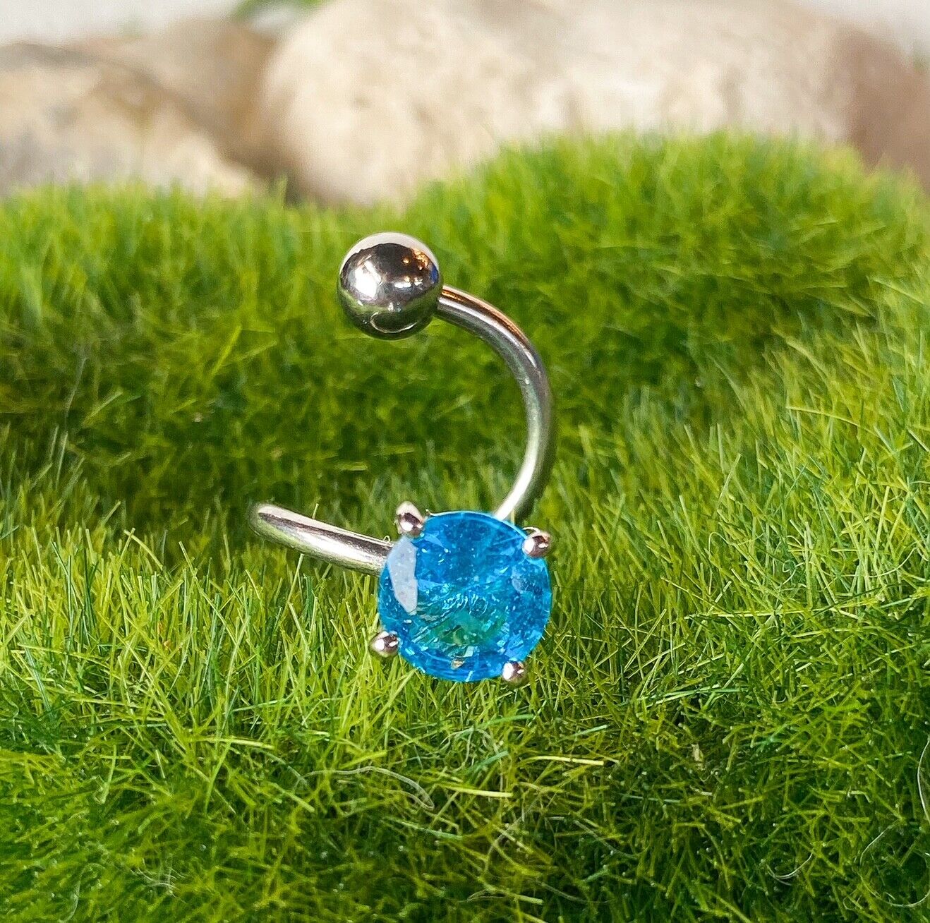 Round Twist CZ Gem Belly Ring Navel Piercing Pierced Naval Clear, Pink, Aqua
