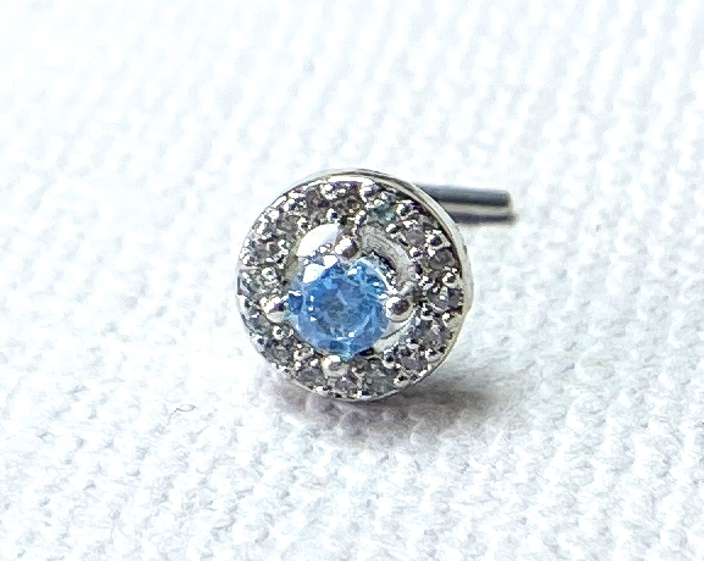 1pc Double Tier CZ Gem L-Bend 20g Nose Ring Stud Screw 316L Surgical Steel