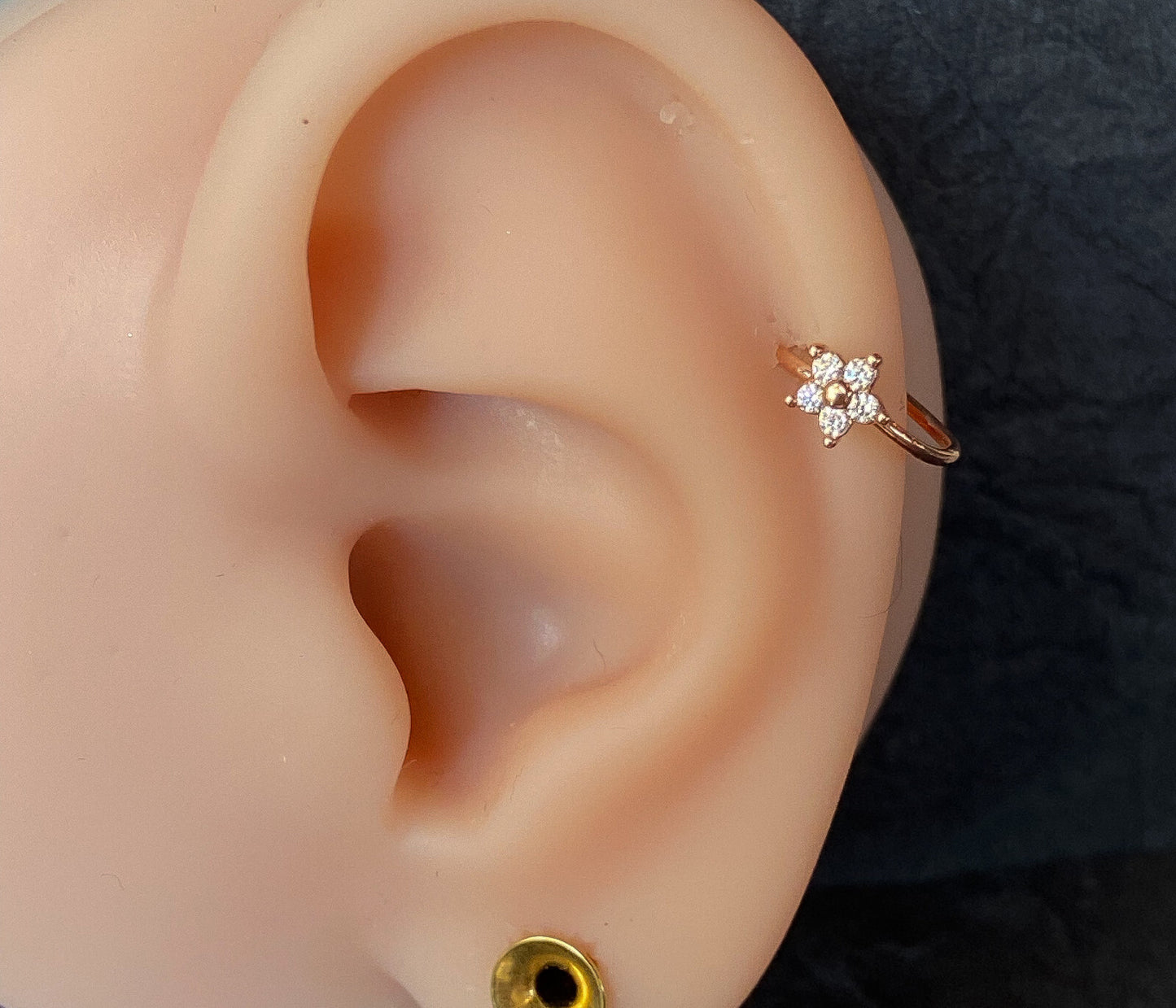 1pc CZ Gem Flower Nose Hoop / Cartilage Ring Rook Daith Helix Tragus