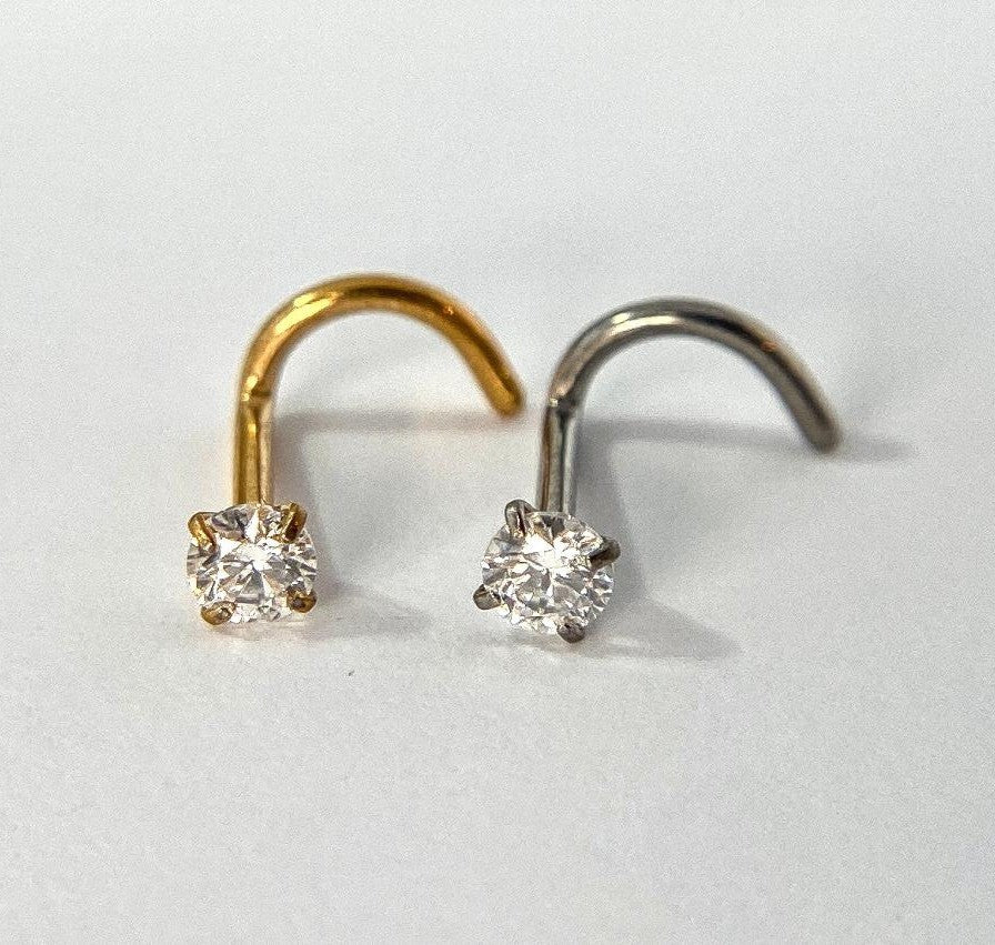 1pc Solid Implant Grade 23 Titanium 6AL4V-ELi L-Bend Nose Screw Ring  18g or 20g