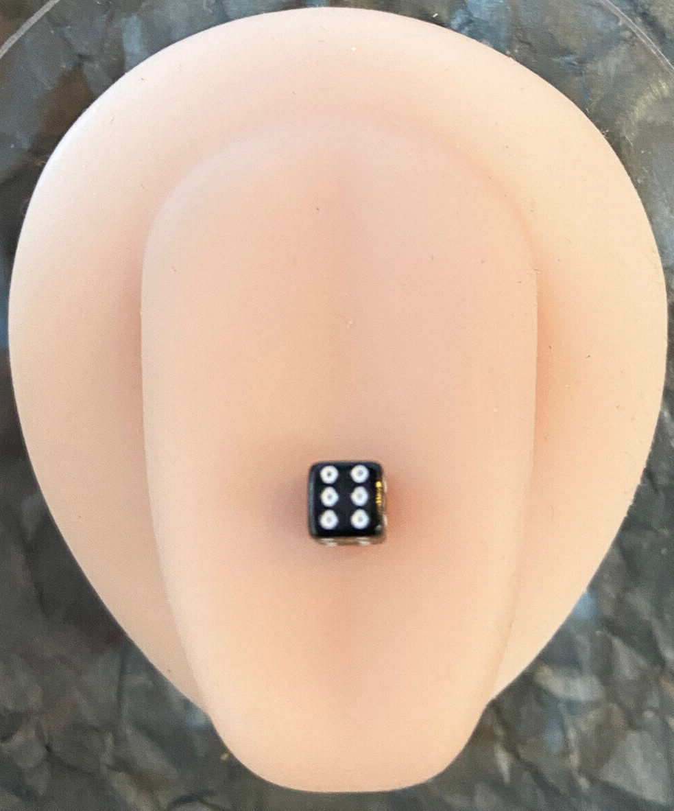 6pc Value Pack Acrylic Dice Steel Tongue Rings 14g Tounge Body Jewelry