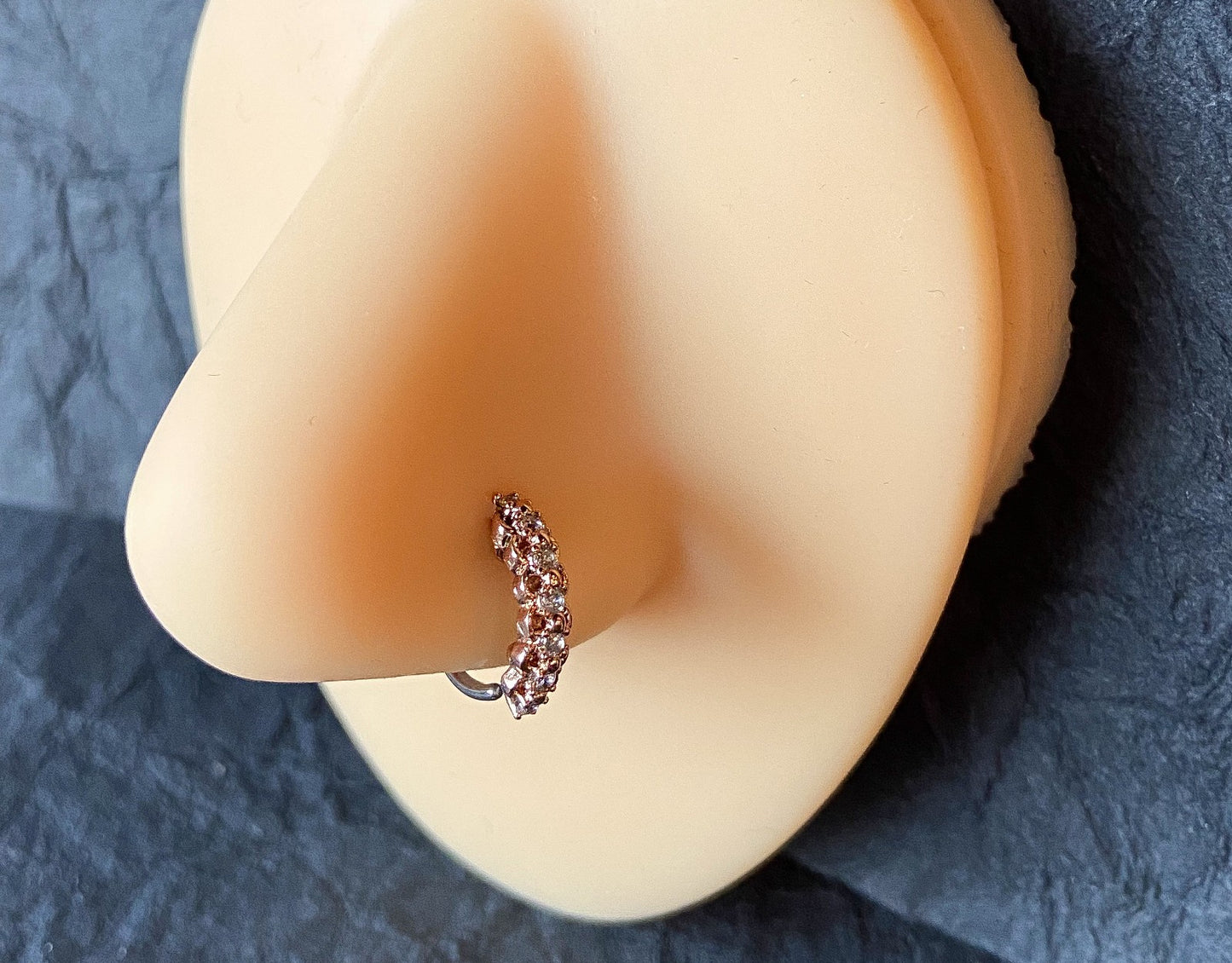 1pc Lined CZ w/ Filigree Edges Nose Hoop Cartilage Ring Rook Daith Helix Tragus