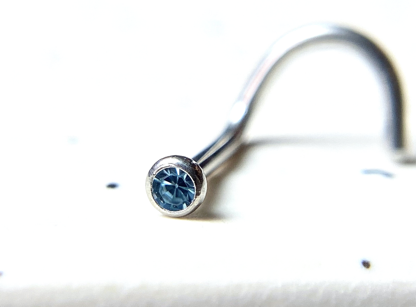 1pc Surgical Steel Nose Screw Ring w/ 2mm Press-Fit Gem Ball - choose color