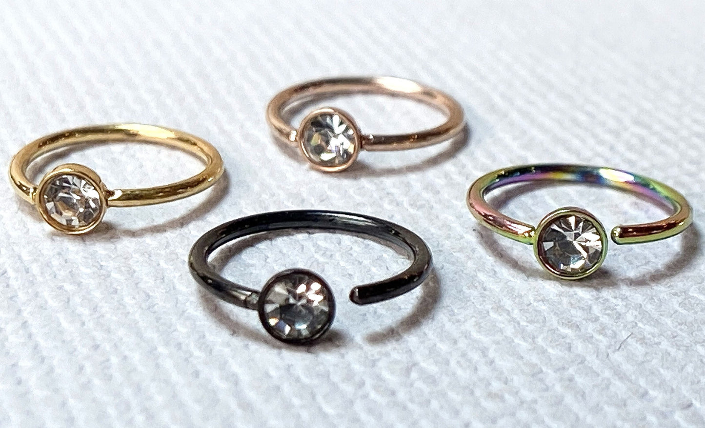 1pc Bendable Steel Gem Nose Hoop / Cartilage Ring Rook Daith Helix Tragus