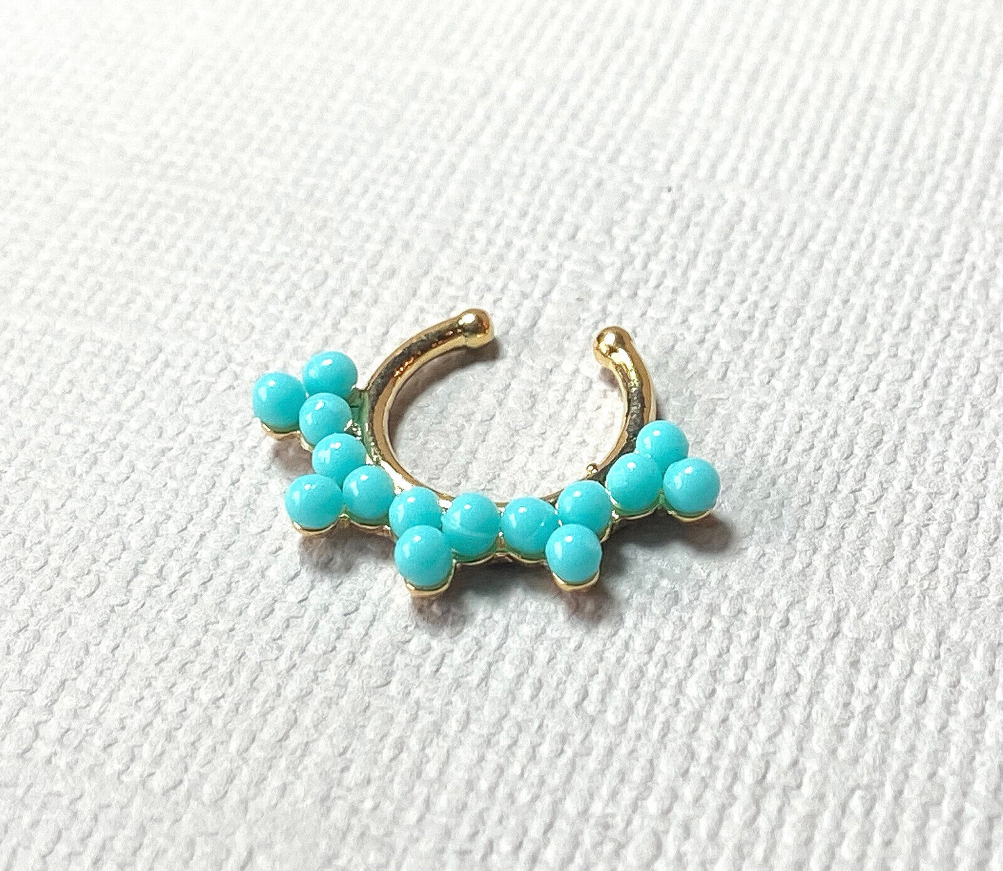 1pc Non-Piercing Turquoise Double Septum Hanger Clip-On Fake Nose Ring Jewelry