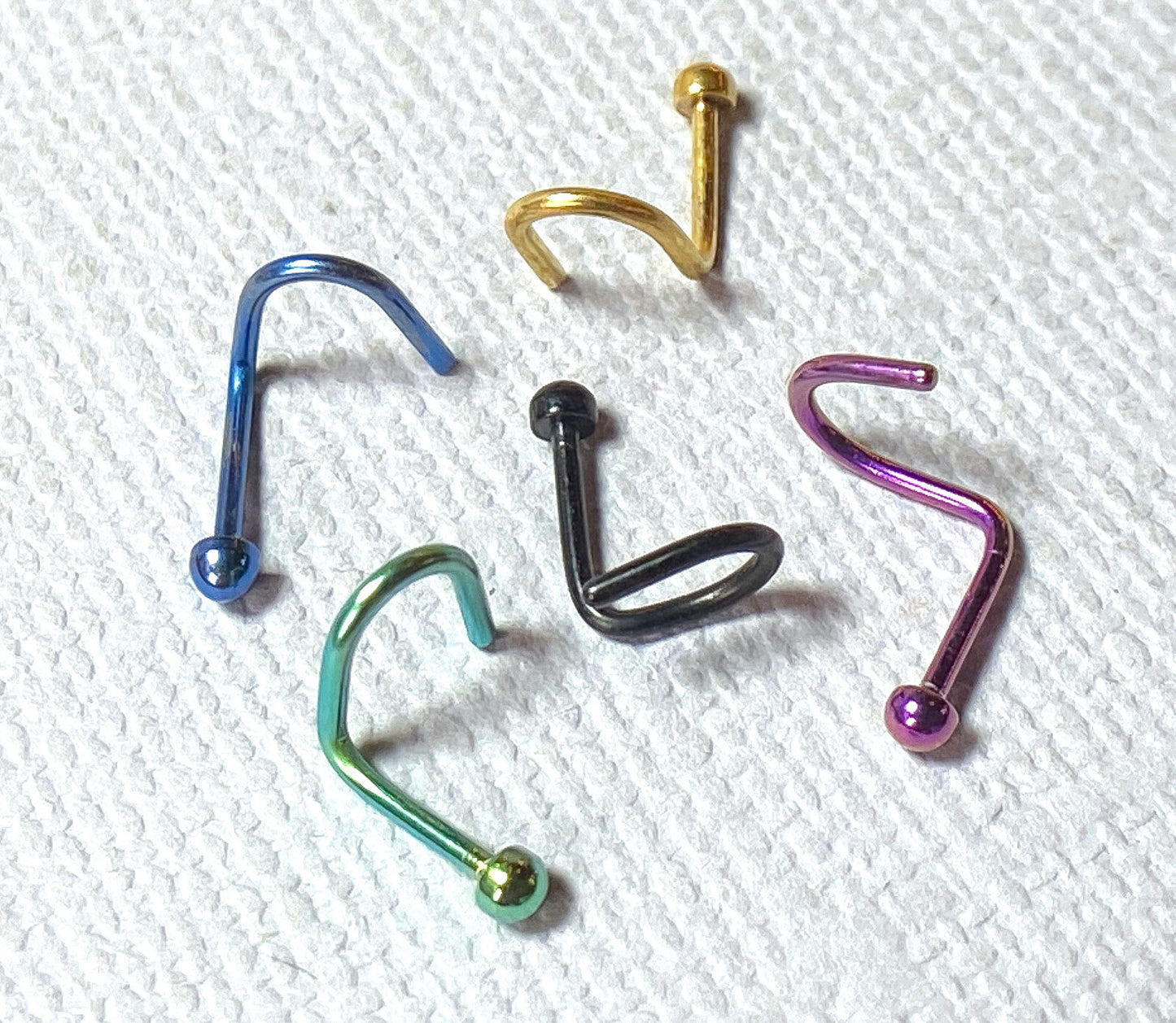 5pc Value Pack Titanium IP Steel Dome Top Nose Ring Screws - choose 18g or 20g