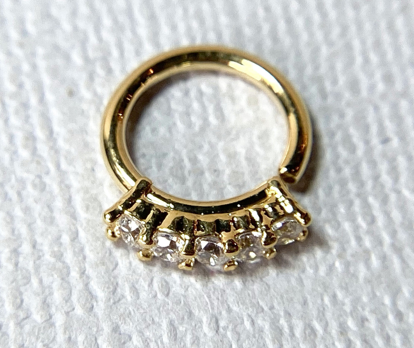 1pc Bendable Hoop Ring With Five Prong Set Gems Annealed 316L Surgical Steel