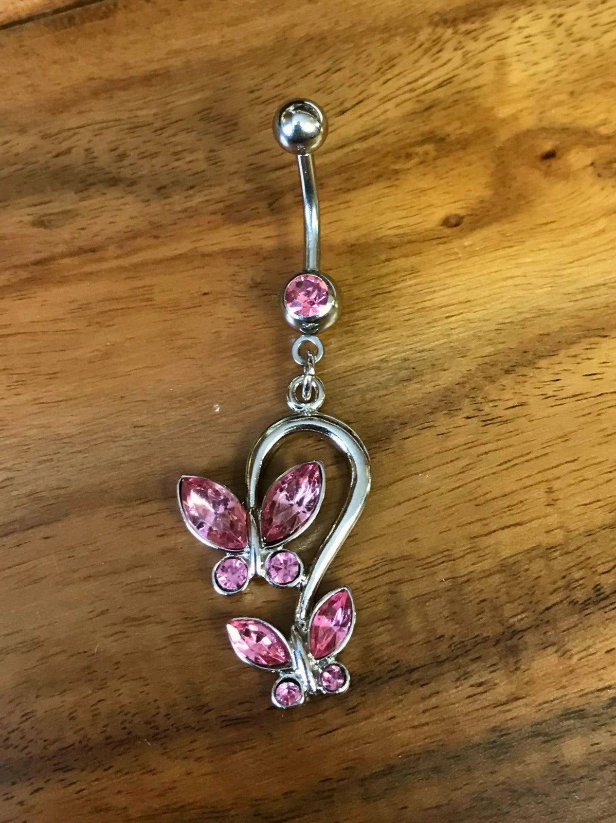 1pc Double Butterfly CZ Gems Dangle Belly Ring Navel Naval - choose your color