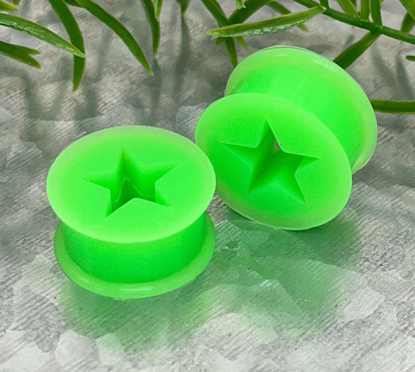 PAIR Star Silicone Tunnels Plugs Earlets Gauges Body Jewelry