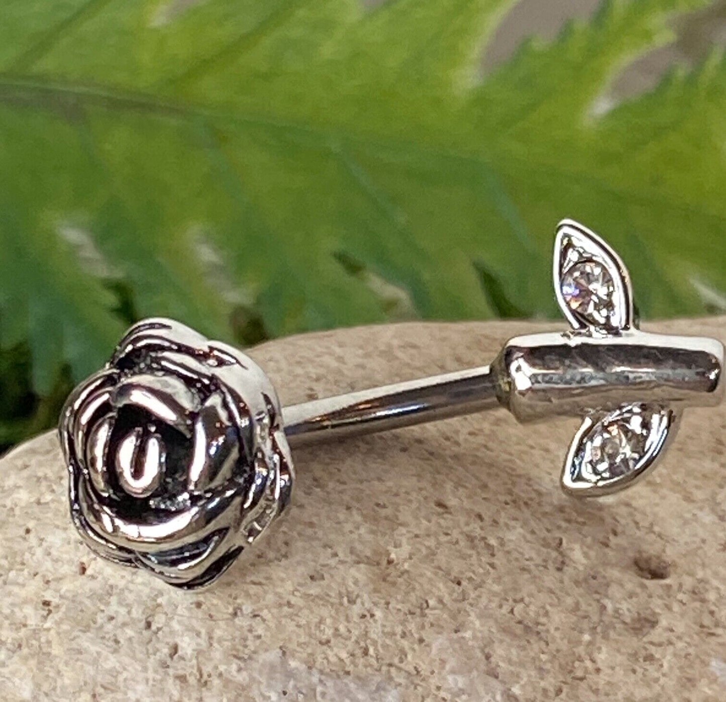 1pc Rose Stem 316L Surgical Steel Belly Pierced Navel Naval Ring