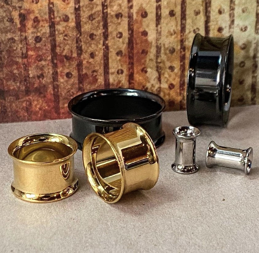 PAIR Solid Implant Grade Titanium Double Flare Tunnels Plugs Gauges Body Jewelry