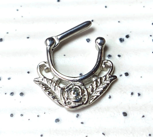 1pc 100% SURGICAL STEEL Flower Clicker Pierced Nose Ring 14g 16g