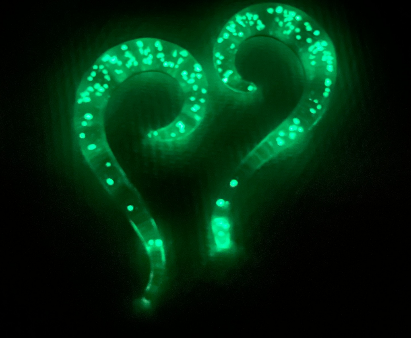 PAIR Glow in the Dark Glass Spiral Hanging Tapers Expanders Plugs Gauges