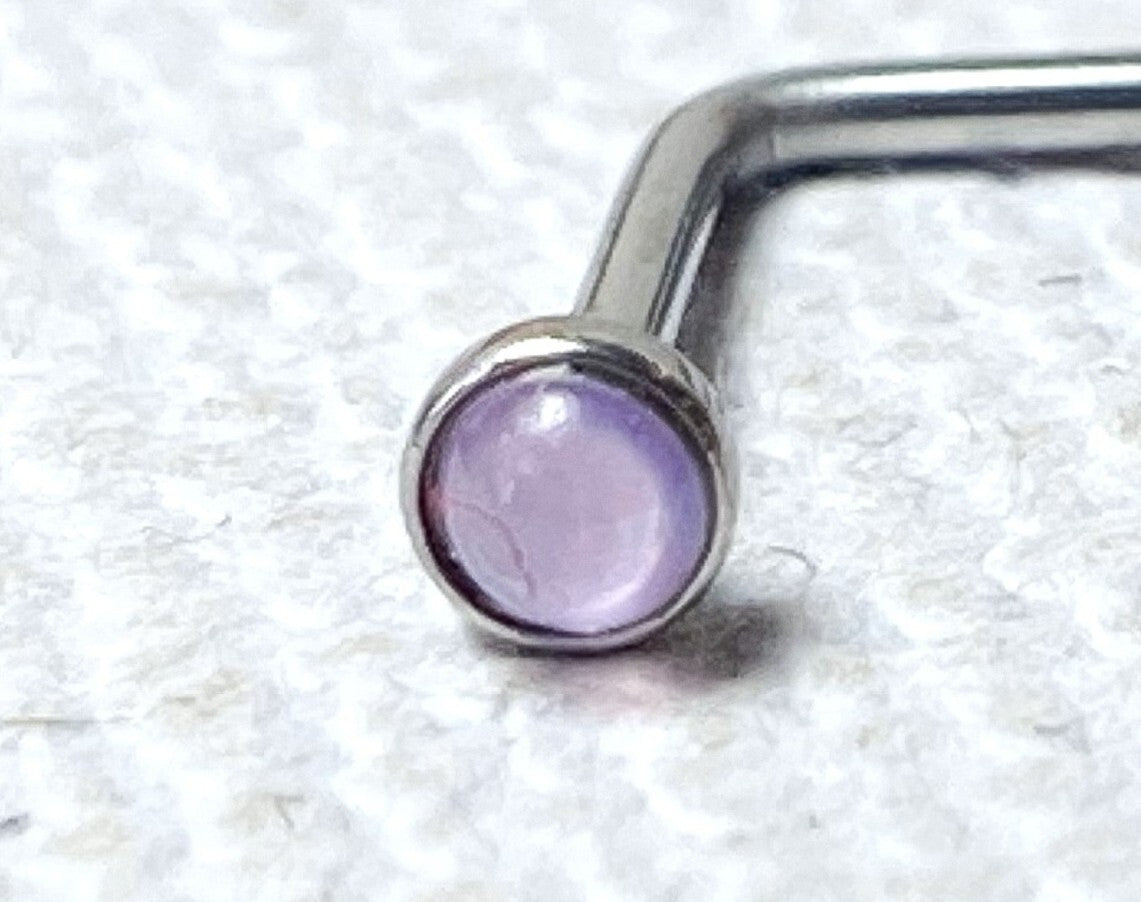 1pc Illuminating Stone L-Bend Nose Ring Piercing Jewelry 20g Nostril Stud Screw
