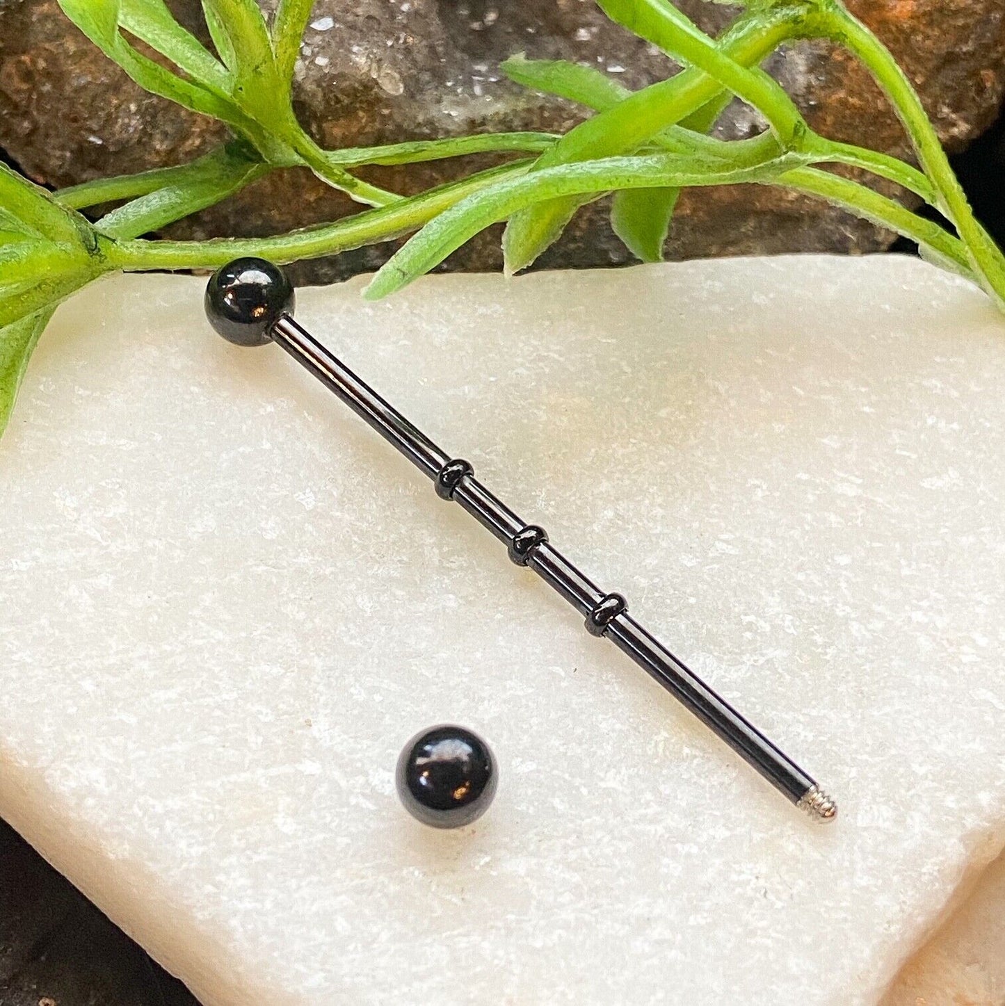 1pc Triple Notched Titanium Ion Plated Industrial Barbell 14g 38mm 1.5"