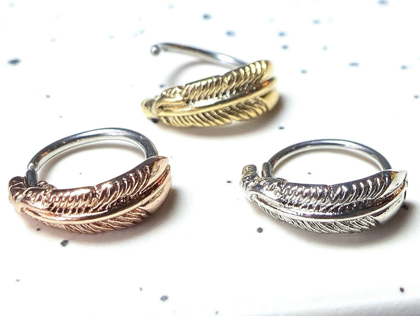 1pc Bendable Feather Nose Hoop / Cartilage Ring Rook Daith Helix Tragus