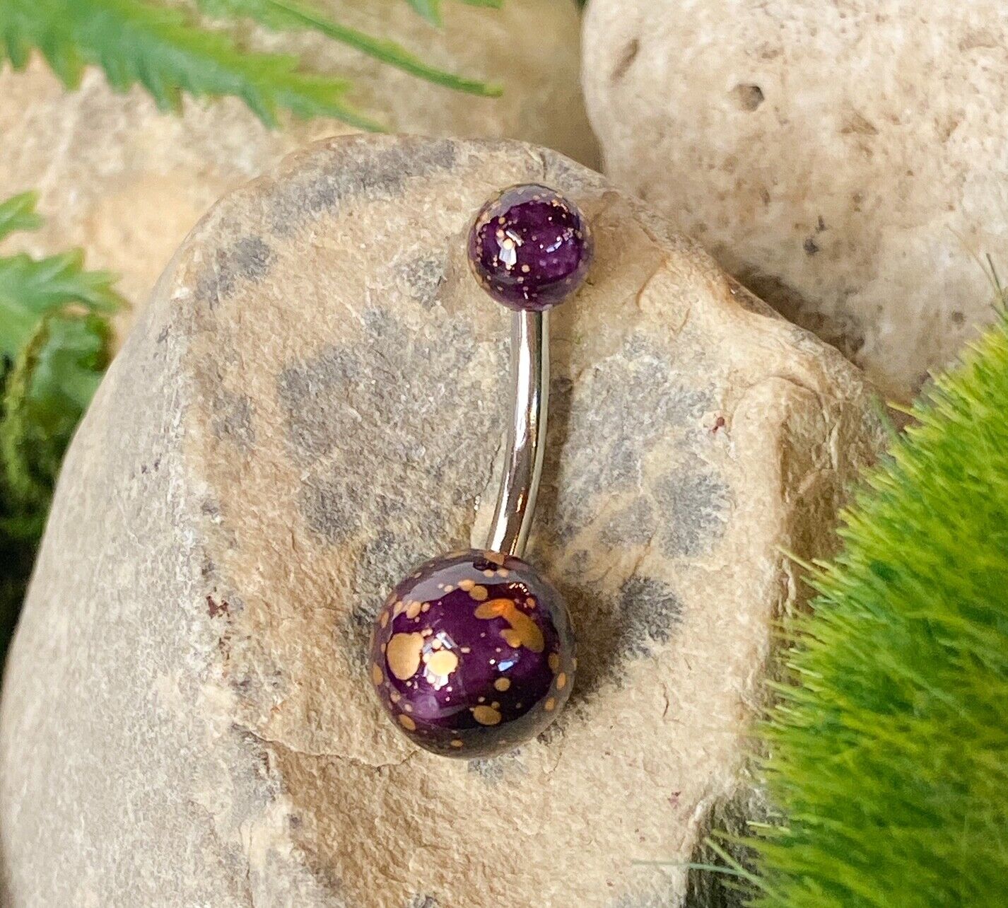 1pc Acrylic Fossil Ball Belly Ring Navel Piercing Pierced Naval Body Jewelry