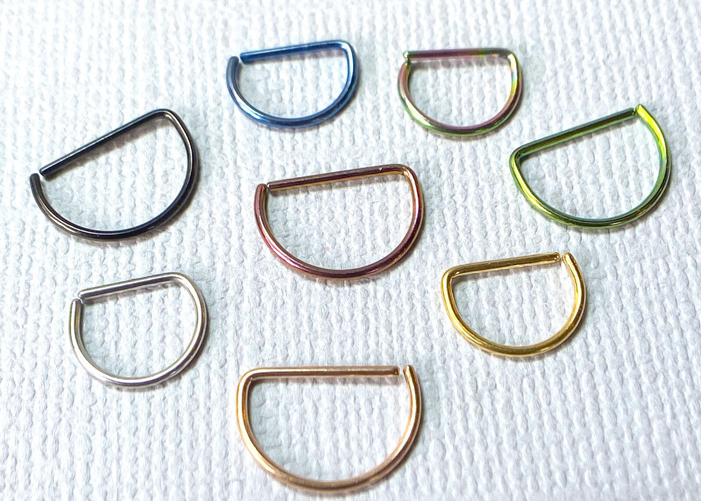 D-Shaped Titanium 20g Cartilage Rook Daith Helix Tragus Septum Nose Hoop Ring