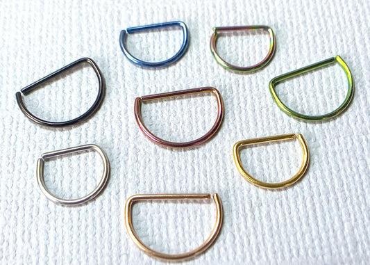 D-Shaped Titanium 20g Cartilage Rook Daith Helix Tragus Septum Nose Hoop Ring