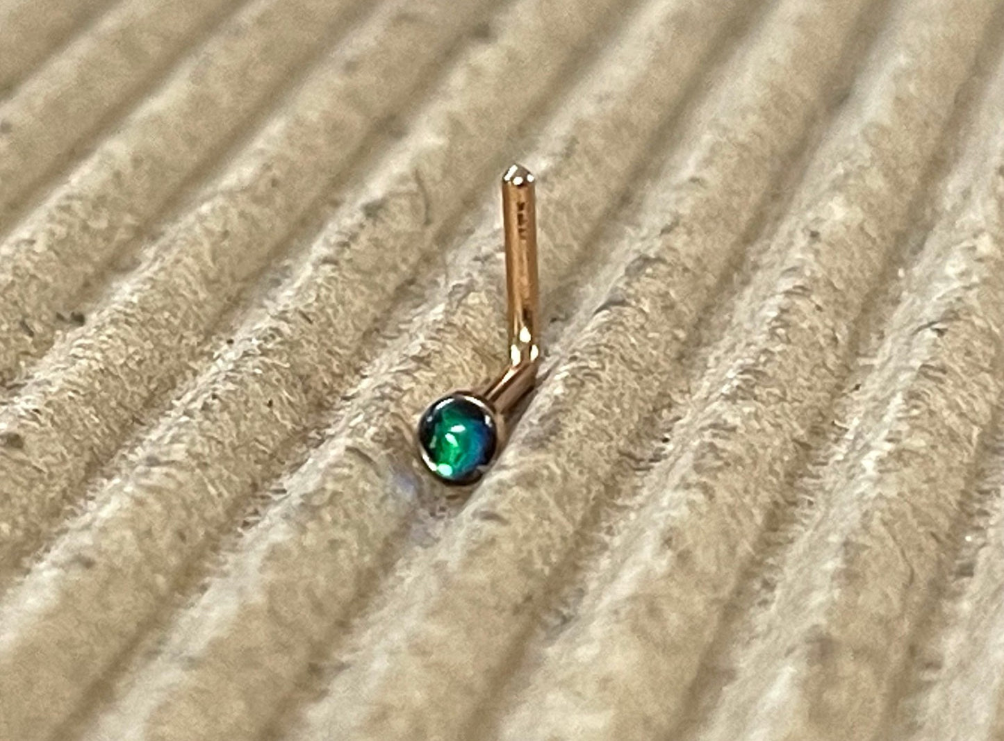 1pc Opal Sparkle L-Bend Rose Gold Plated Nose Ring 316L Steel Body Jewelry