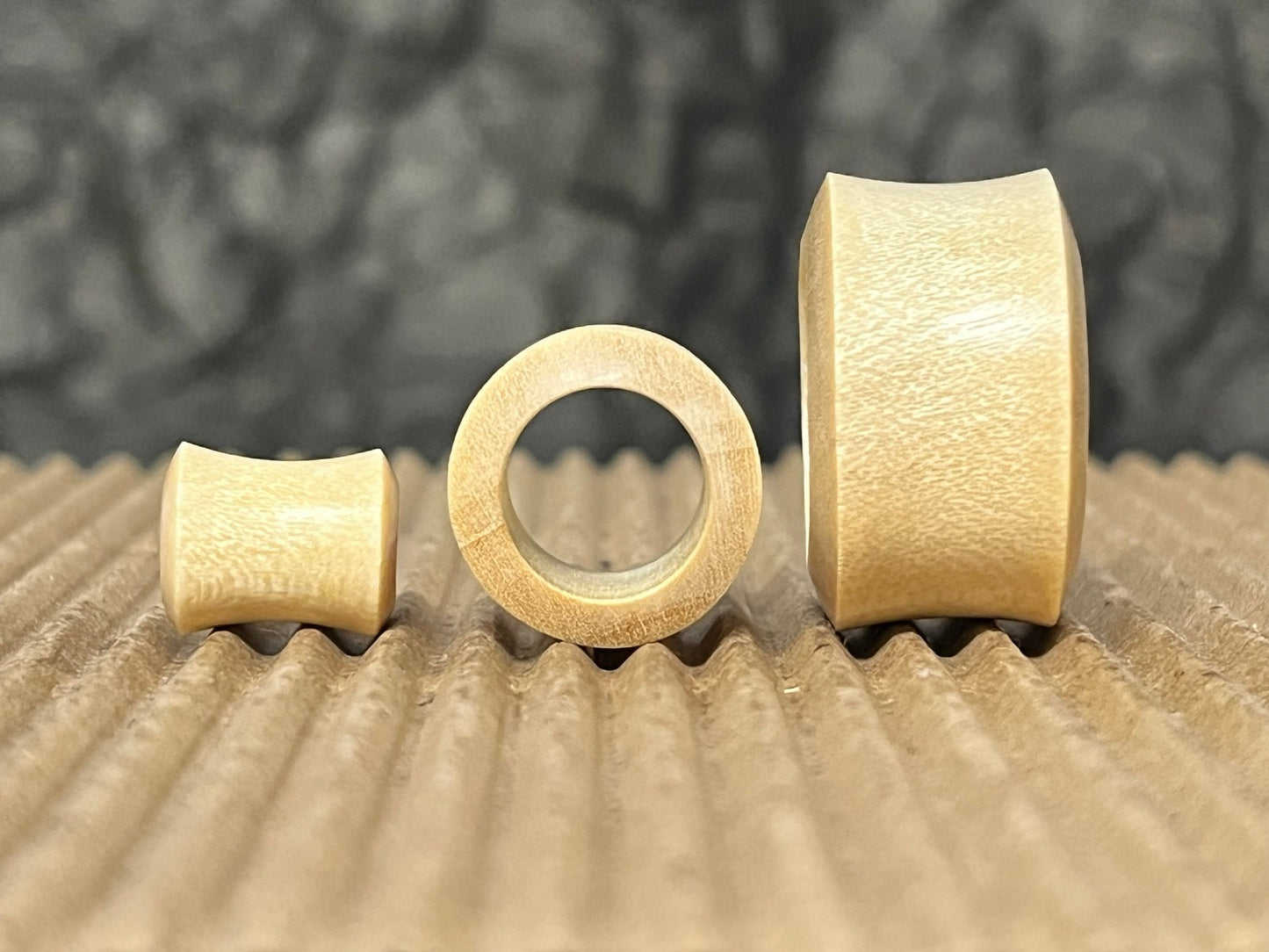 PAIR Blond Crocodile Wood Tunnels Plugs Organic Gauges Blonde Body Jewelry