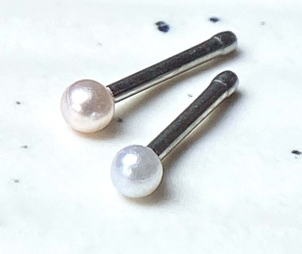 1pc Pearl Coated Ball 20g Nose Ring Stud 316L Surgical Steel