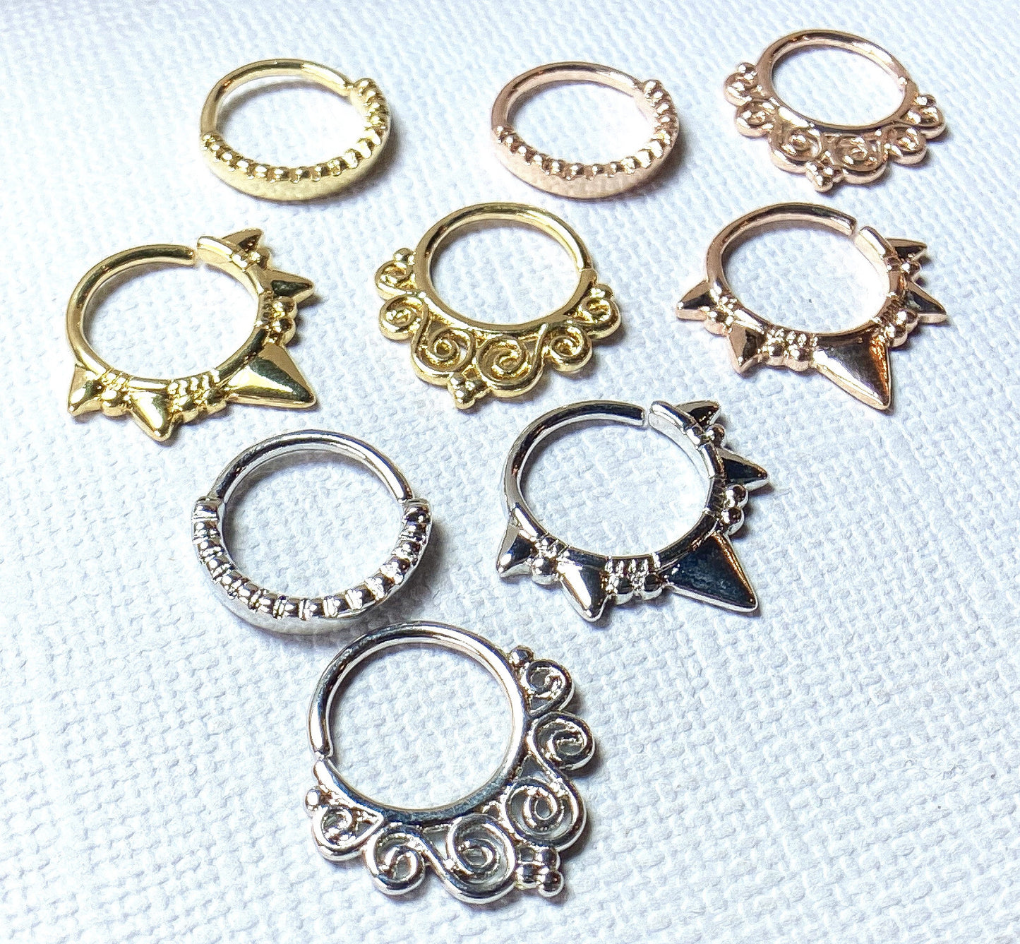 3pc Value Pack: 16g Bendable Design Septum / Cartilage Rings w/free Retainer!