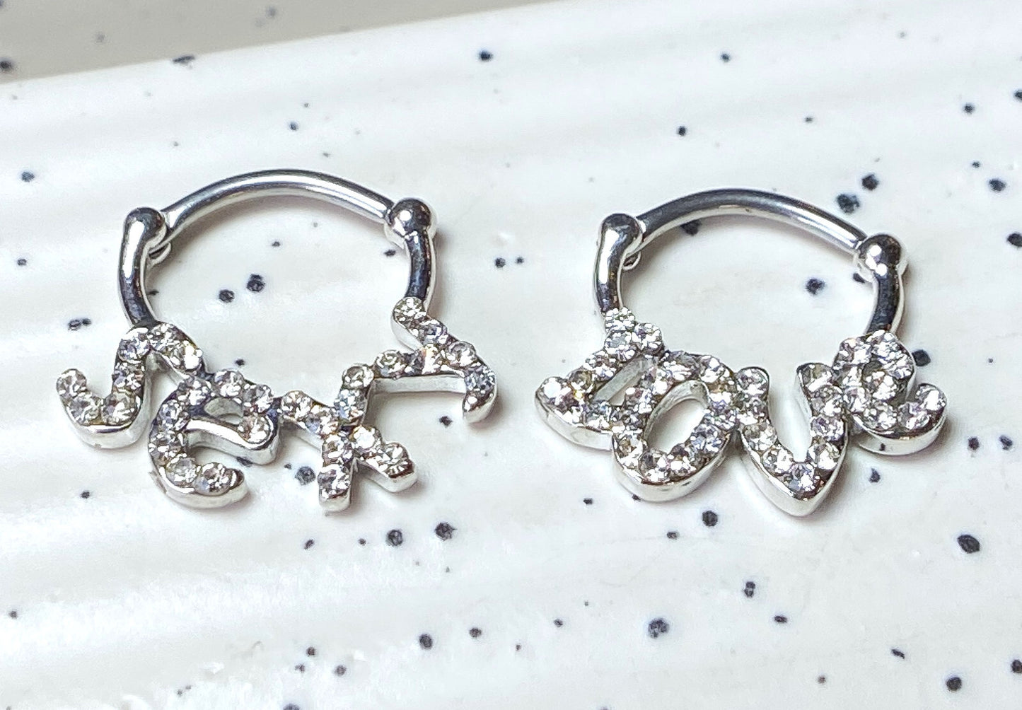 1pc Word Septum Clicker Nose Ring 316L Surgical Steel Love, Sexy Gold - 16g