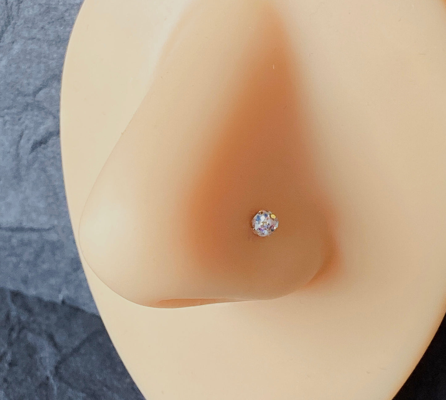 1pc Ferido Gem Ball L-Bend / Shape 20g Nose Ring Stud Screw 316L Surgical Steel