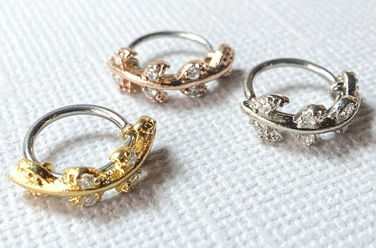 1pc Bendable CZ Vine Nose Hoop / Cartilage Ring Rook Daith Helix Tragus