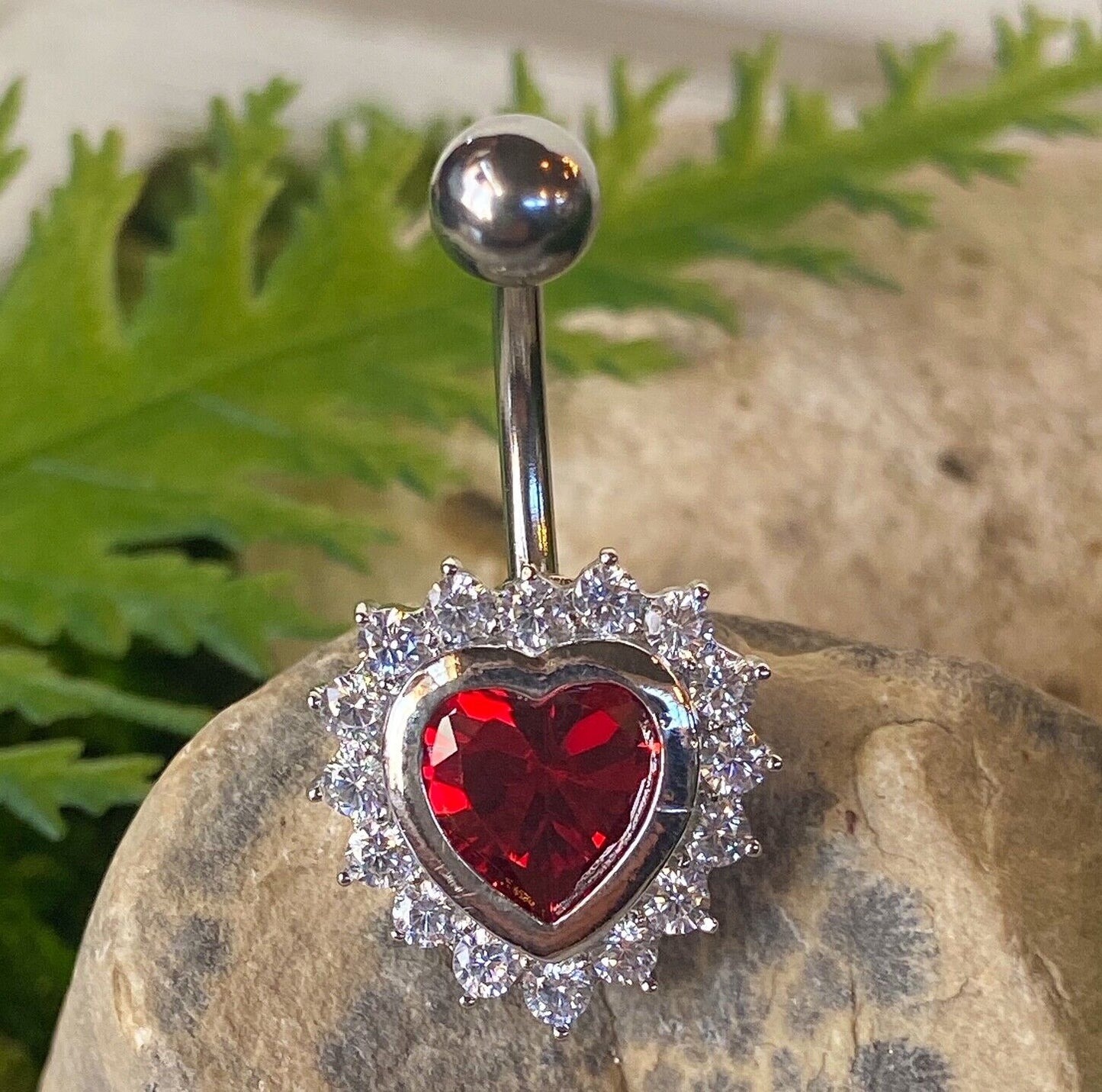 1pc Heart CZ Gems Pierced Belly Navel Naval Ring Body Jewelry Gold Rose Gold