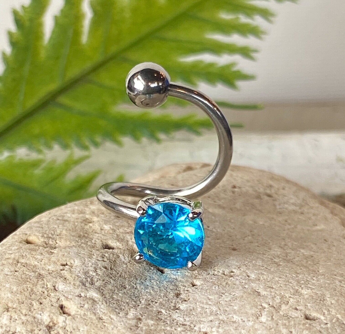 Round Twist CZ Gem Belly Ring Navel Piercing Pierced Naval Clear, Pink, Aqua