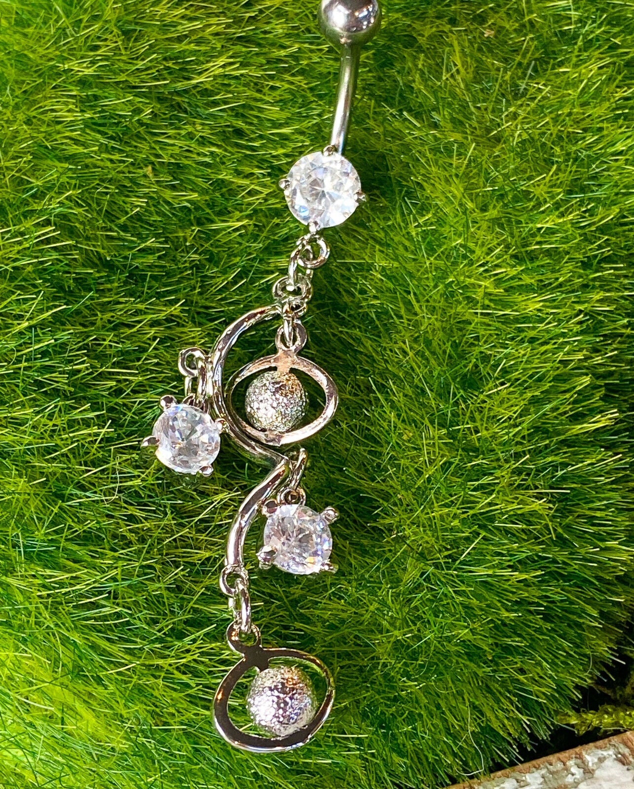 1pc Jingle Bell Gem Chandelier Belly Ring Navel Piercing Naval Body Jewelry