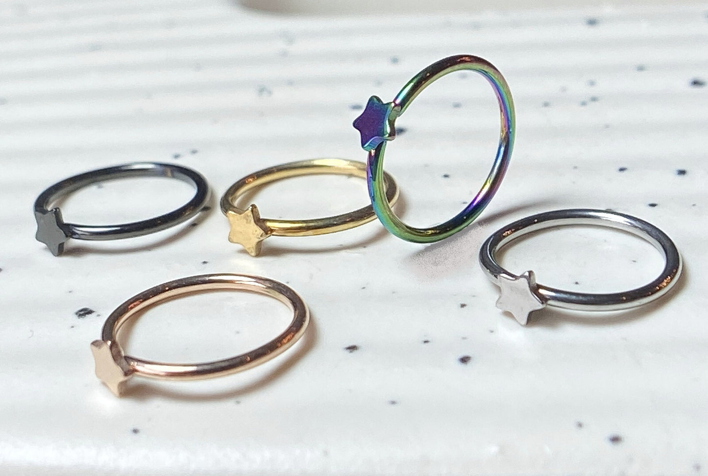 1pc Bendable Steel Hoop Nose Cartilage Ring Star Rook Daith Helix Tragus