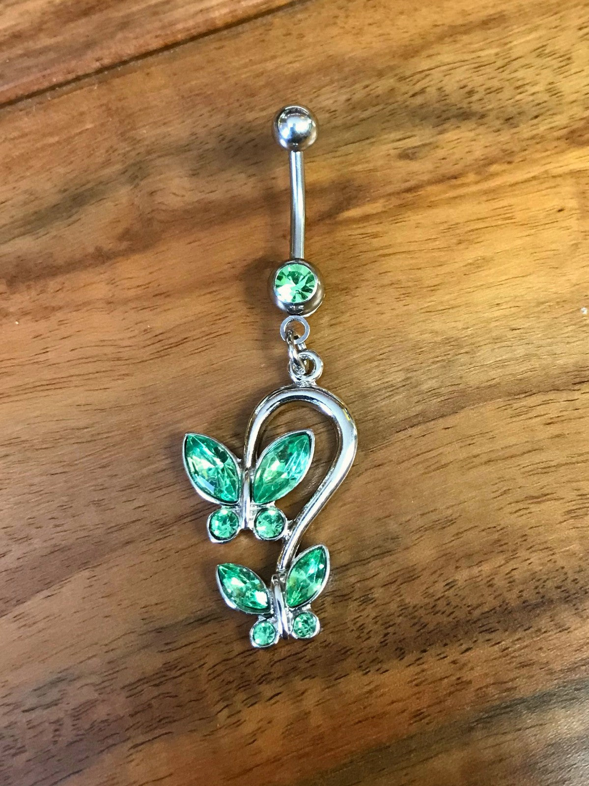 1pc Double Butterfly CZ Gems Dangle Belly Ring Navel Naval - choose your color