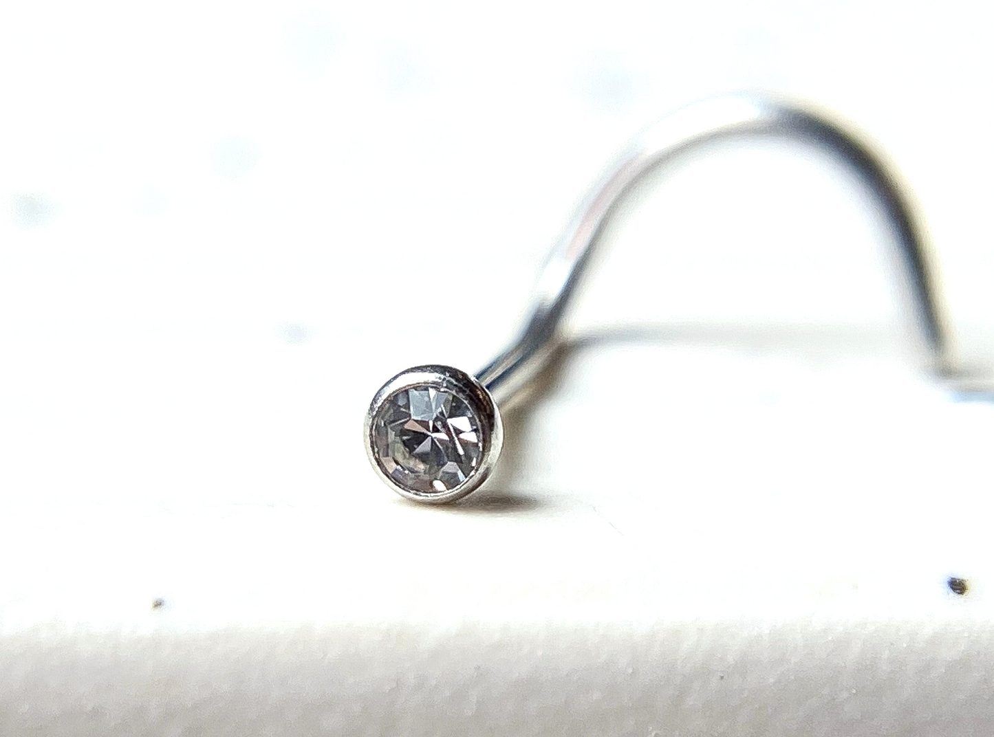 1pc Surgical Steel Nose Screw Ring w/ 2mm Press-Fit Gem Ball - choose color