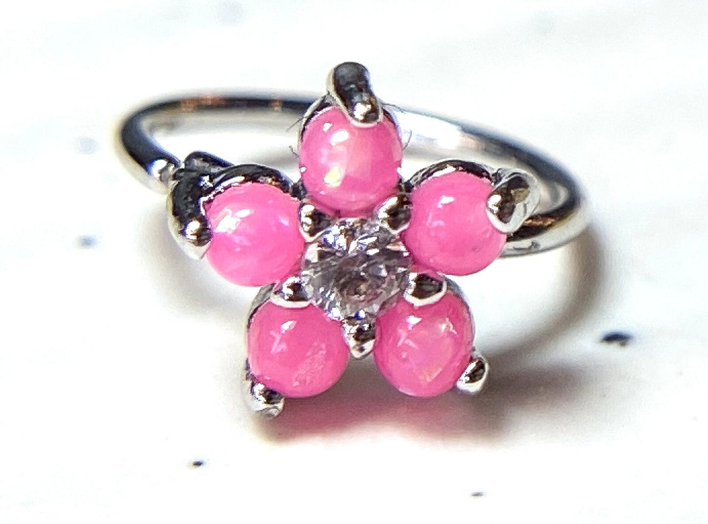 1pc Opal Glitter Flower Hoop Nose / Cartilage Ring Rook Daith Helix Tragus
