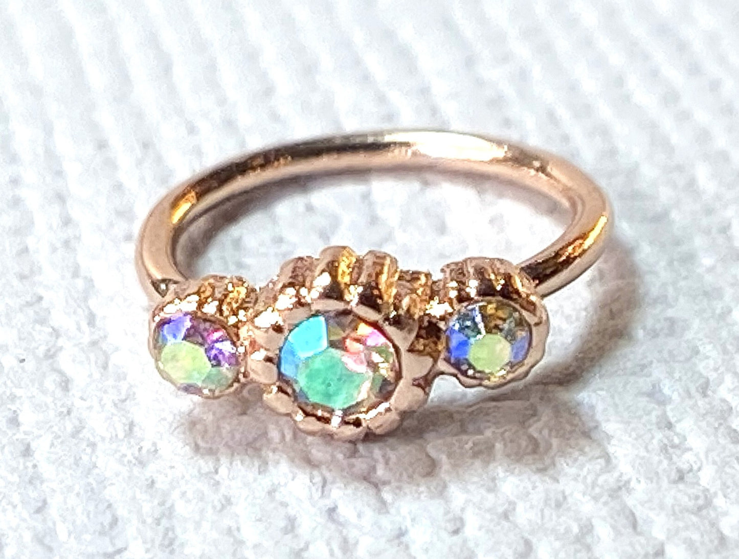 1pc Rose Gold Three CZ Gem Hoop Nose / Cartilage Ring Rook Daith Helix Tragus