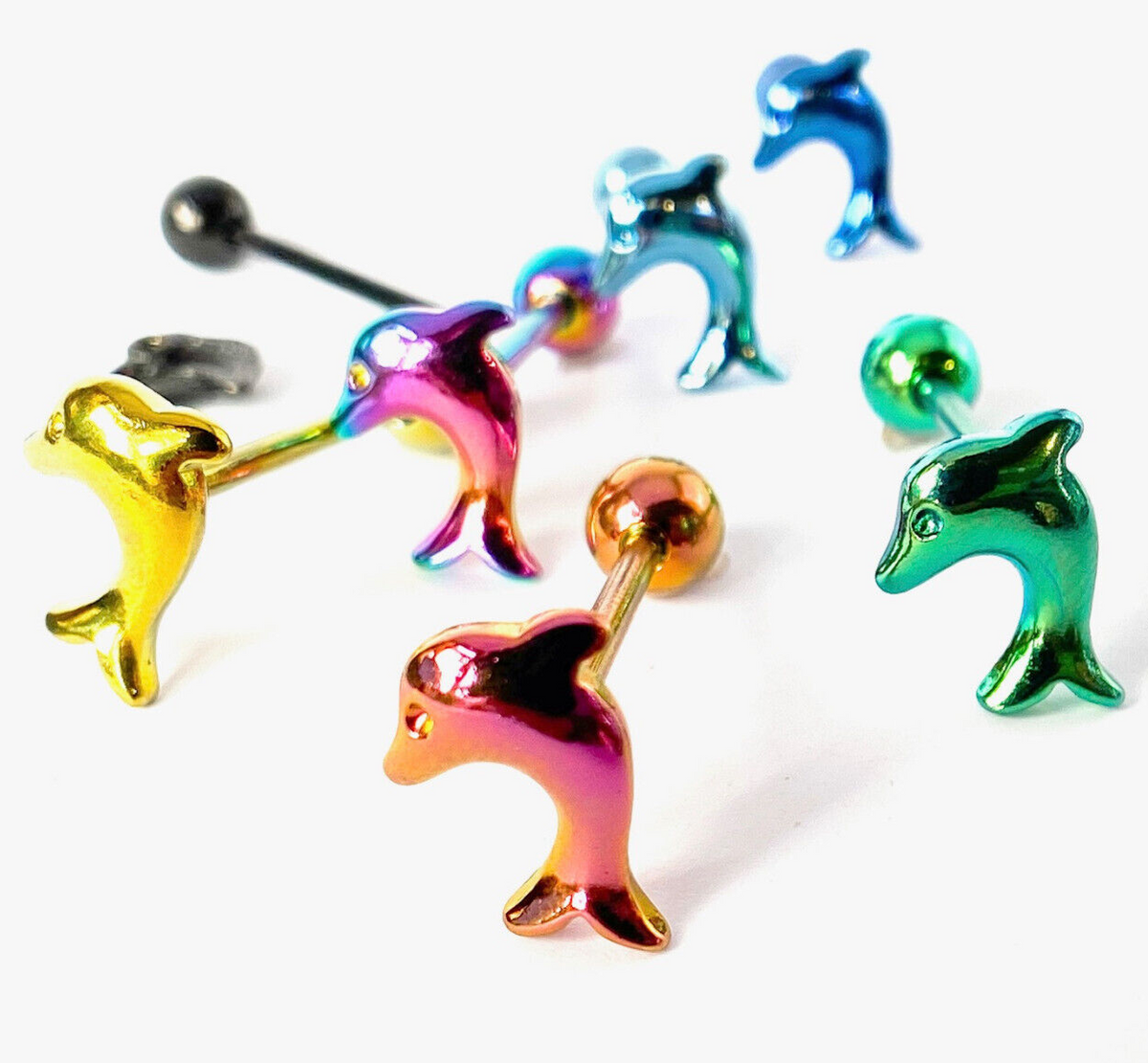 1pc Daisy Design Tongue Ring Titanium Anodized 14g Tounge Barbell Body Jewelry