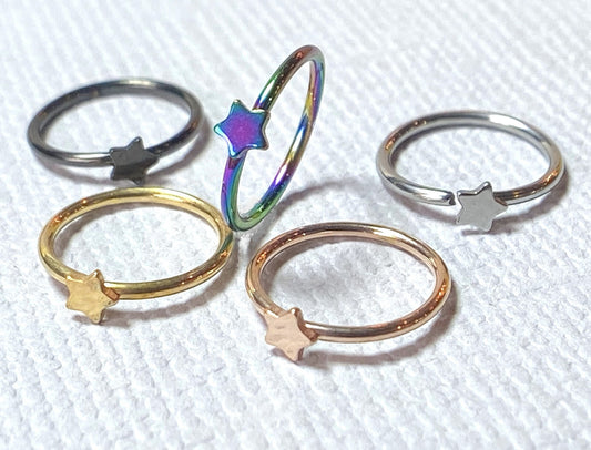 1pc Bendable Steel Hoop Nose Cartilage Ring Star Rook Daith Helix Tragus
